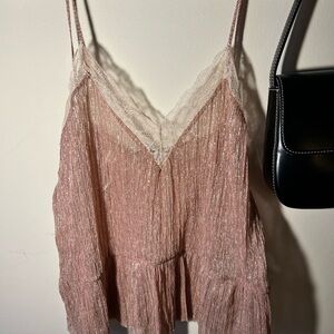 Zara Pink Pleated Ruffled Camisole